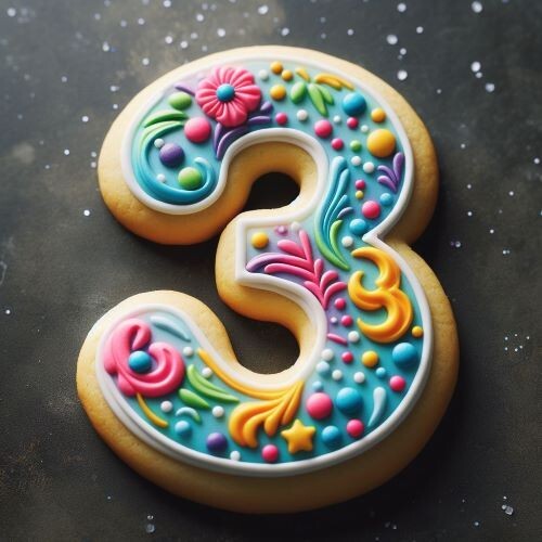 Number 3 Cookie Cutter 3'' Metal Kids Name Sandwich Birthday Party Treats - Picture 2 of 9
