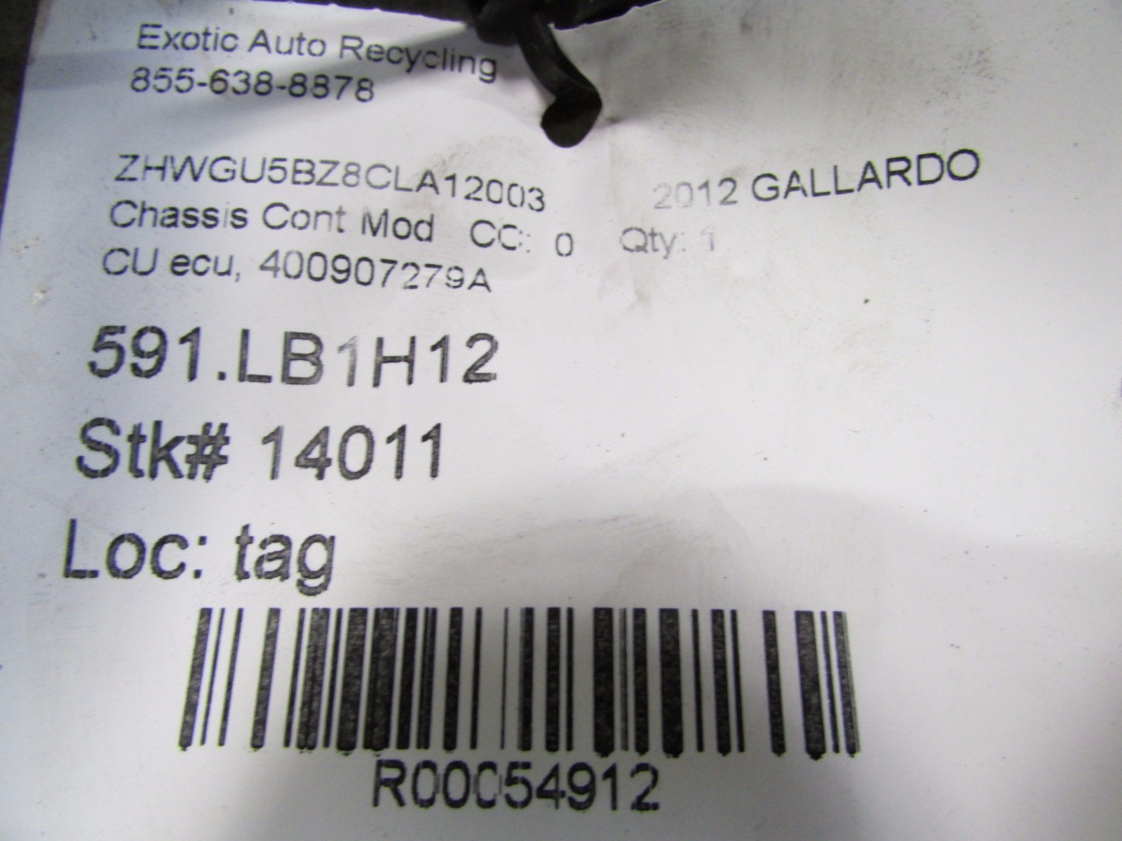 Lamborghini Gallardo, LP550, 560, 570, ILM Control Unit, P/N 400907279A, Used