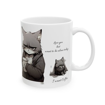 Angry Cat Emotion Ceramic Coffee Mug Best Gift For Friends & Family (11oz, 15oz)