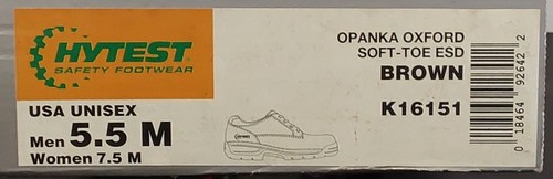 NIB HYTEST SAFETY SHOES K16151 UNISEX OXFORD SIZE Men 5.5 / Women 7.5 - Picture 6 of 6