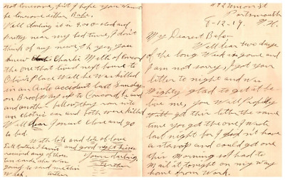 1919 Handwritten letter Flora H Sullivan Portsmouth Maine ME Stamped Envelope