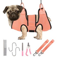Portable Pet Hanging Hammock Grooming Harness w/ Nail Clippers for Nail Trimming