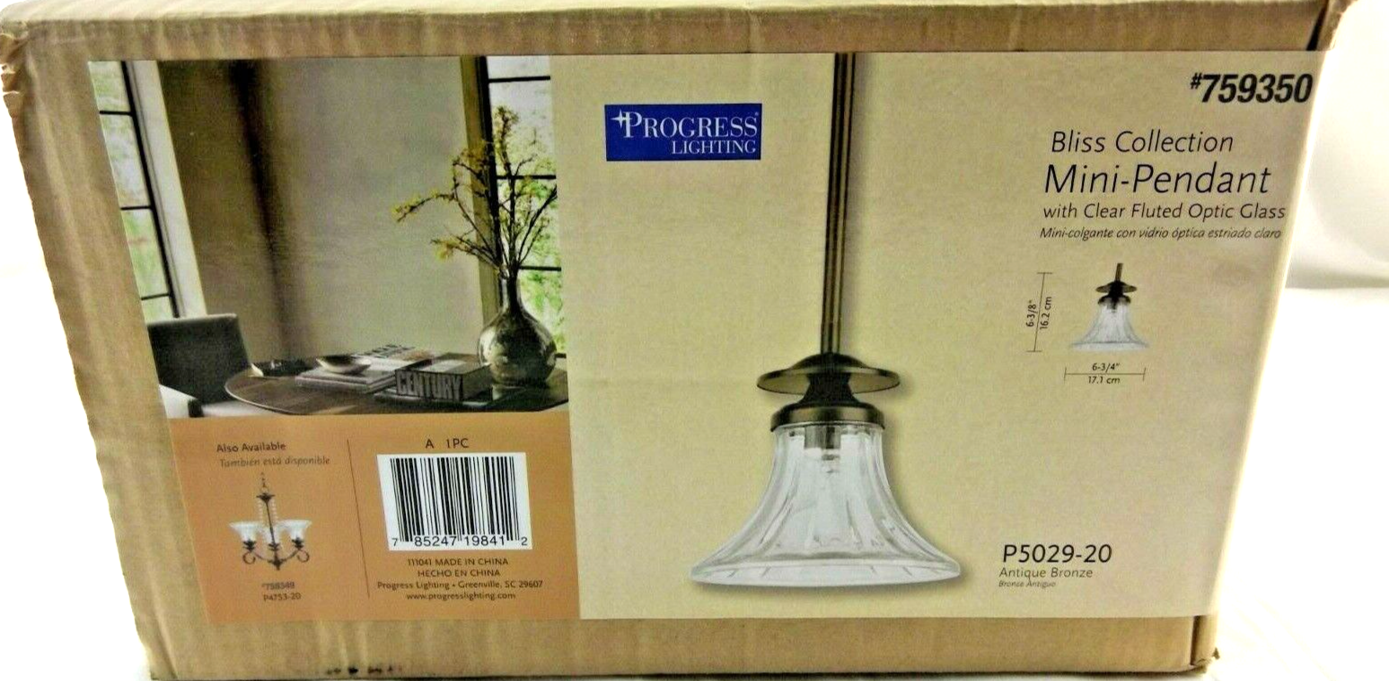 Progress Lighting Bliss Antique Bronze Hardwired Mini Bell Standard Pendant  | eBay