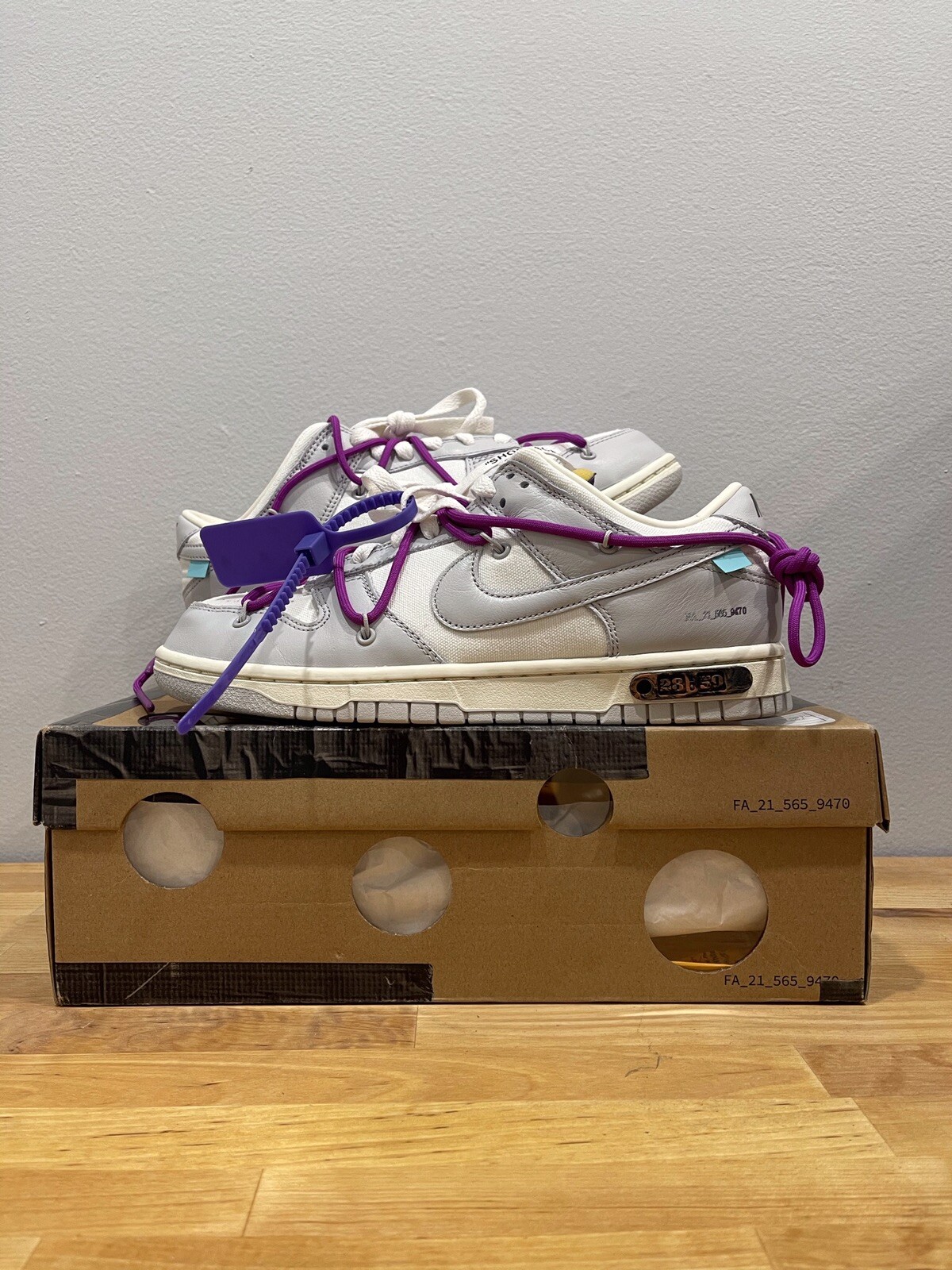 OFF WHITE X NIKE [VNDS] Nike Dunk Low x Off White 'Lotto 28 di 50' DM1602 111 (Uomo 8)