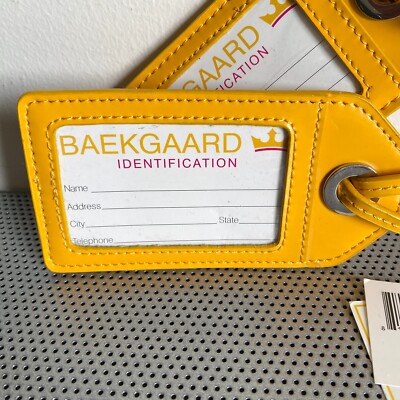 Lot De 2 étiquettes à Bagages Baekgaard - Cuir Jaune Vif - Faciles à Repérer
