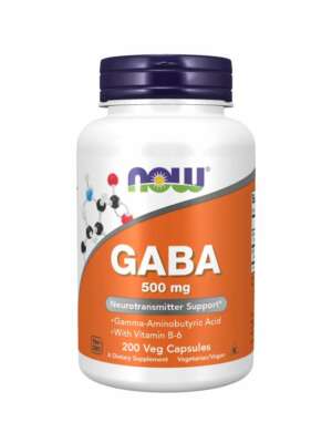 NOW GABA 500mg 200 Veg Capsules ~~