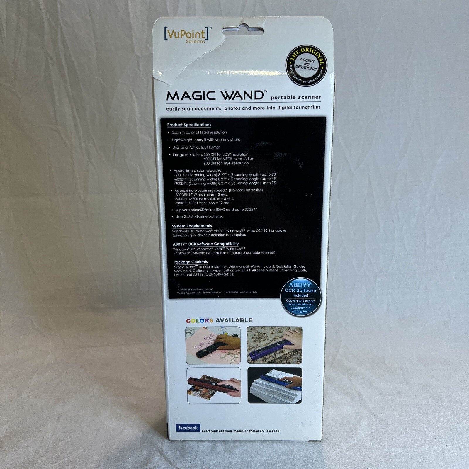 Scanner portable Vupoint Solutions agic Wand avec écran LCD couleur et station d'alientation