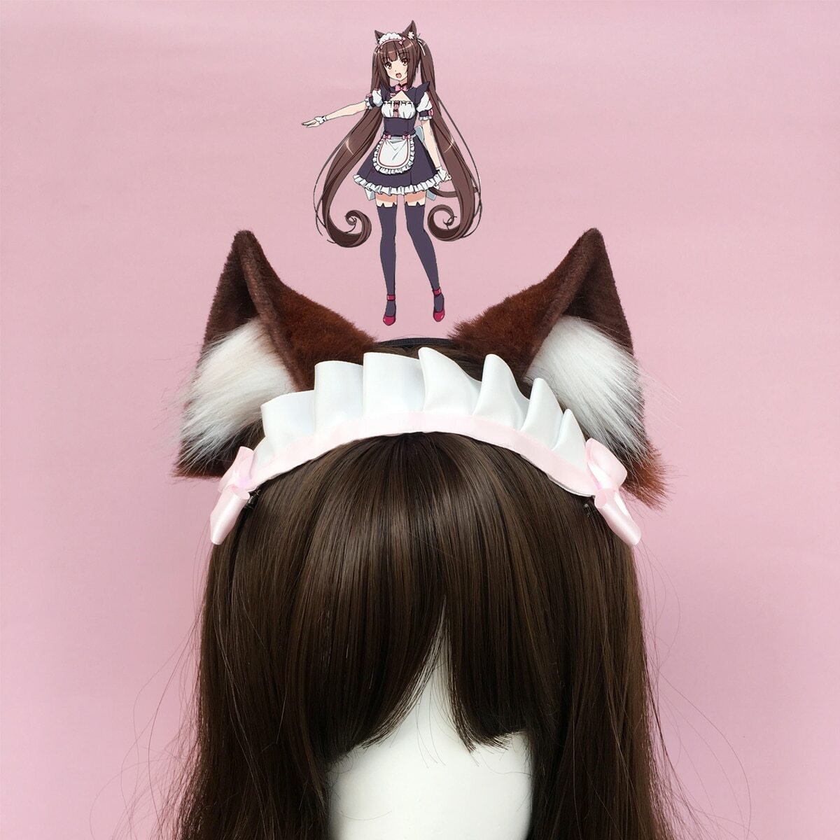 Brown Cat Neko Fox Ears Hair Hoop Lolita NEKOPARA Cosplay Costume