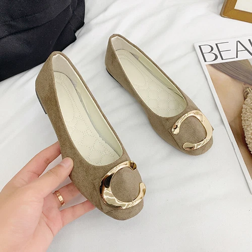 Women Flats Slip On Flat Shoes Formal Ladies Square Toe Classic Pumps Buckle - Bild 64 von 113