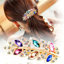 Women's Rose Flower Crystal Rhinestone Hair Pin Hair Clip Europe Women Hair Claw