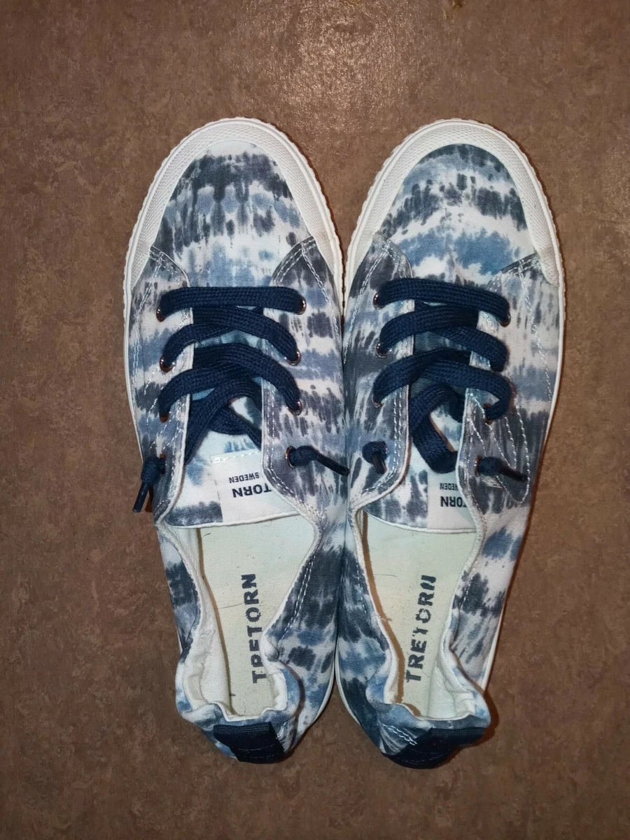 Pre owned 9.5 TRETORN Women s Meg Sneakers Blue Slip on Tie dye eBay