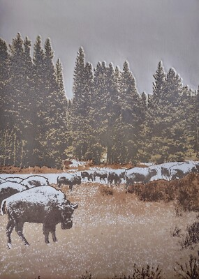 #ad #ad Vanishing Herd #2 S N Etching #1 100 Bison Buffalo by Ted Thomas Embossed $158.00