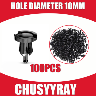 Dewkou 100 PCS Car Bumper Retainer Clips, 6.3mm 8mm 9mm 10mm Nylon Fasteners Rivet Replacement Kit, Push-in Screw Bumper Push Rivet Clip With Removal Tool, Suitable For Most Models (Black - Foto 3