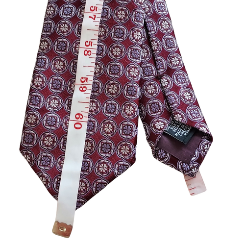 Hugo Boss Geometric Necktie Mens 100% Silk Floral Tie Textured Made in Italy - Picture 7 of 7