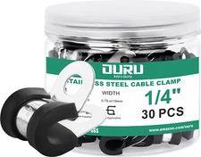 OURU 30pcs 1/4" Stainless Steel Cable Clamps, Black