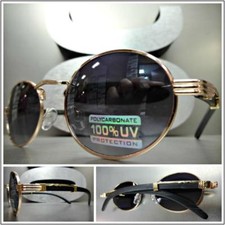 Mens Classy Elegant Vintage Retro Hip Hop Style SUN GLASSES Oval Rose Gold Frame