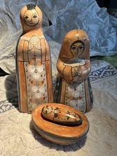 VTG Tonala Mexico Pottery Pottery Nativity Holy Family Mary Joseph Baby Jesus