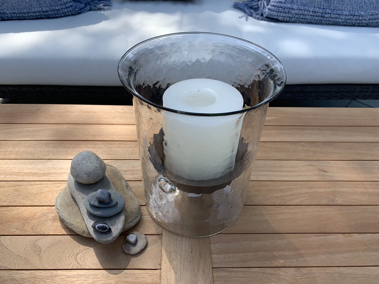 Clear Wavy Blown Glass Round HURRICANE/ CANDLE HOLDER SUNDANCE CATALOG