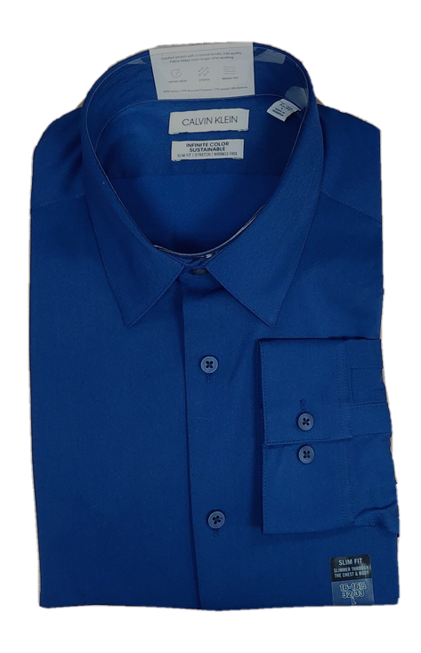 $85 Calvin Klein Men's Slim Fit Dress Shirt Cotton Navy size XL  (17-17.5-32/33)
