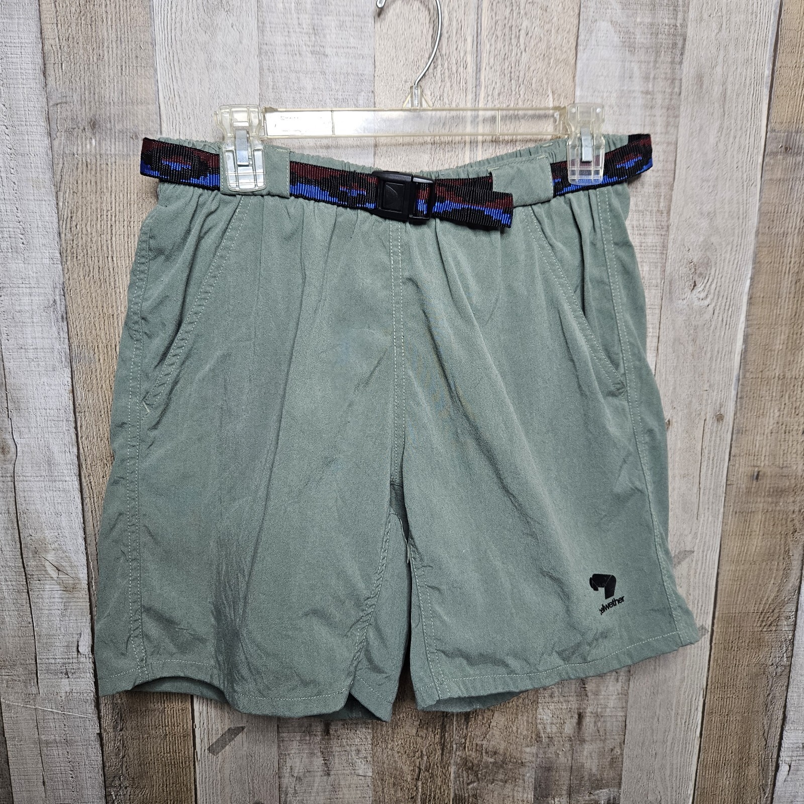Bellwether Olive Green Padded Biker Shorts with Belt and Pockets Medium-image