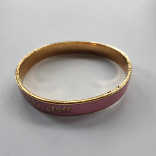 JUICY COUTURE Pink/Gold Tone Bangle Bracelet "For Nice Girls Who Like Stuff" - Picture 9 of 9