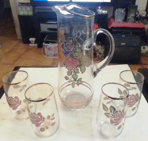 Set Caraffa e 4 Bicchieri Vintage In cristallo Bohemia-HAND MADE BOHEMIA CRISTAL - Foto 2 di 9