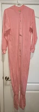 BIG FEET brand WOMENS SMALL SOLID PINK SLEEPER 1 PC UNION SUIT TRAP DOOR cotton