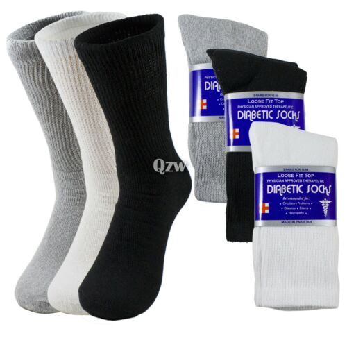 3 6 12 Lots Mens Women Health Circulatory Crew Ankle Cotton Diabetic Socks 9-15 - Picture 7 of 10