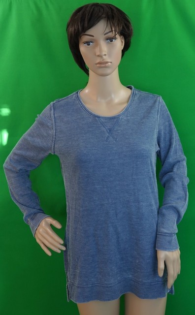 Green Tea Denim Blue Waffle Knit 