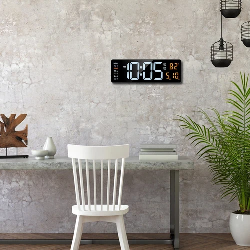 16" Digital LED Desk Alarm Clock Large LCD Display Wall Clock Temperature Date - Picture 11 of 15