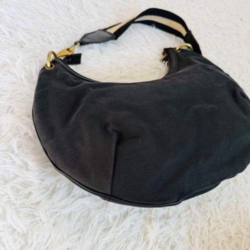 GUCCI One Shoulder Bag Hobo Sherry Line Black Leather Canvas Authentic USED - Picture 11 of 17