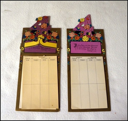 Juego de 8 almohadillas de puntuación de puente de papel/cartón estilo Art Deco vintage en caja #A3031 - Imagen 6 de 7
