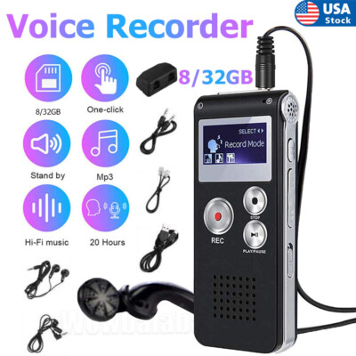 Digital Voice Recorder Dictaphone Audio MP3 Lecture Sound Mini Spy Recorder USA