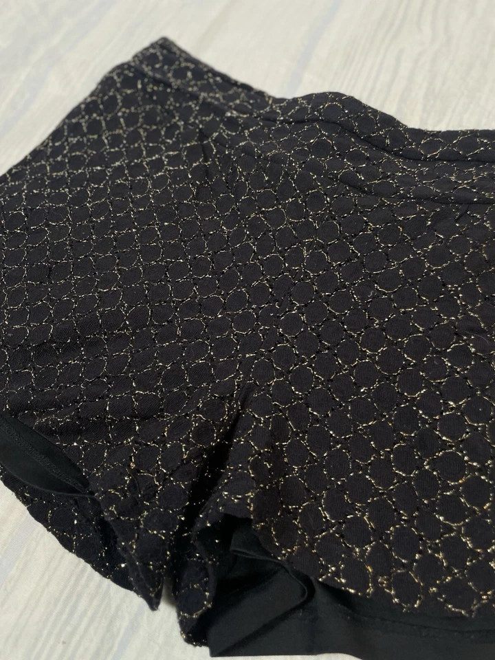 BEBOP Y2K Black Gold Woven Spandex Hot Shorts Woman’s Size L Elastic Waist - Image 3 of 4