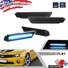 4X Smoked LED Front+Rear Side Marker Lights Ice Blue Lamp For 10-15 Chevy Camaro