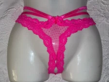 Seven 'Til Midnight Women's Strappy Bikini Sexy Lingerie PINK Panty Size S Open