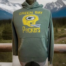 Green Bay Packers Hoodie Womens S Green Graphic Print NFL Team Apparel Flaws