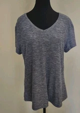 J2 Ebb & Flow Short Sleeve V-Neck Women's Blue Top Size XL