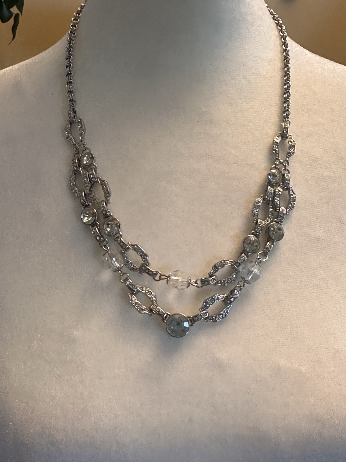 AVON Signed Silver Plated 2 Layer Rhinestone Chok… - image 9