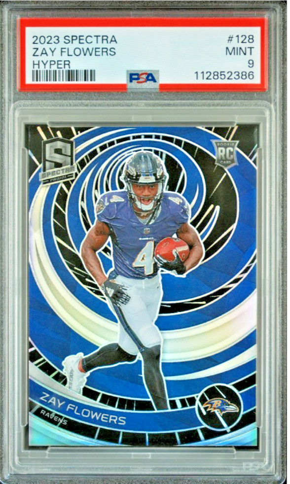 Zay Flowers 2023 Spectra #128 Hyper /75 PSA 9