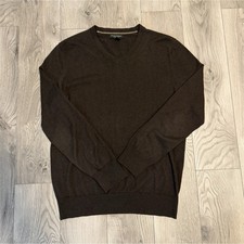 Banana Republic Men's Brown Knit V-Neck Pullover Sweater M Silk Cotton Cashmere