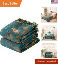 Thoughtful Gift: Boho Chic 100 Cotton Throw Blanket, 90"x108" for Stylish Homes