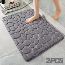 2PC Super Water Absorbent Soft Memory Foam Bath Mat Non-Slip Bathroom Shower Rug