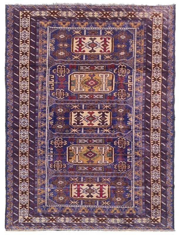 Rare Hand Knotted Vintage Afghan Zakani Balouch Wool Area Rug 7 x 4 Ft