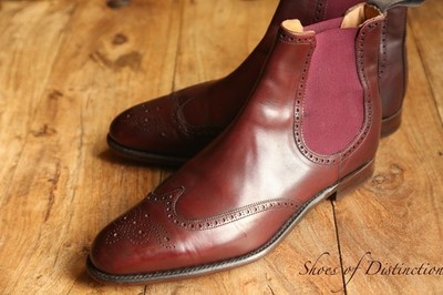 Joseph Cheaney Burgundy Brown Leather Chelsea Boots Shoes UK 9.5 F US 10.5