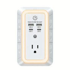 11 in 1 Outlet Extender Night Light Multi Plug USB Power Strip Surge Protector
