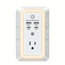11 in 1 Outlet Extender Night Light Multi Plug USB Power Strip Surge Protector