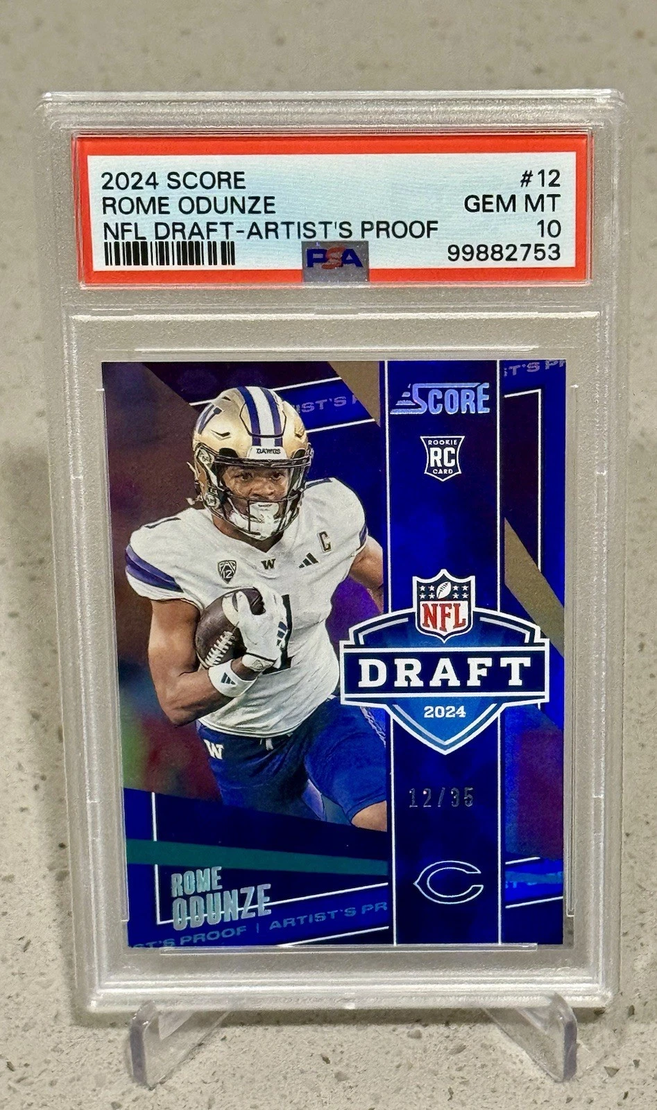 Rome Odunze Panini Score NFL Draft #12 Artists Proof