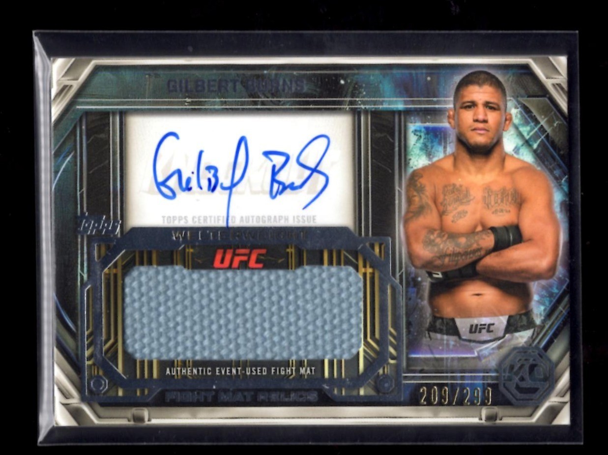 2026 TOPPS KNOCKOUT UFC #AFM-GB GILBERT BURNS FIGHT MAT RELICS AUTO /299