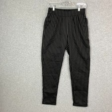 Indigo Rein Dress Pants Women's 5 Black Silver Pull On Pleated Cuffed Tapered